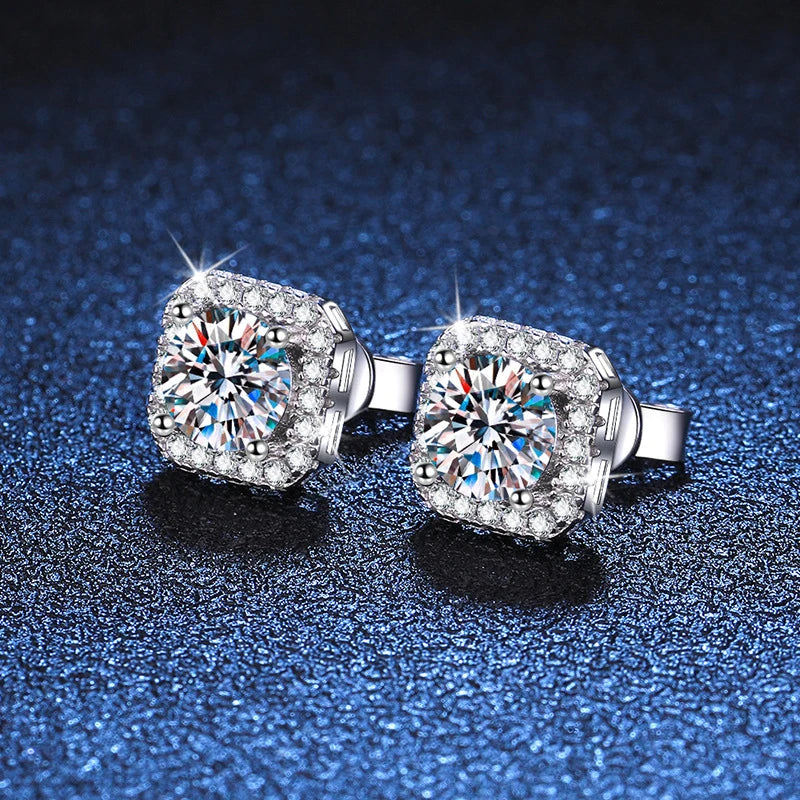 Dazzling Moissanite Diamond Cushion Cut Stud Earrings