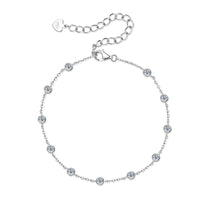Delicate Bezel Moissanite Diamond Cuff Bracelet-Rees Jewels-White Gold-16.5cm-ReesJewels