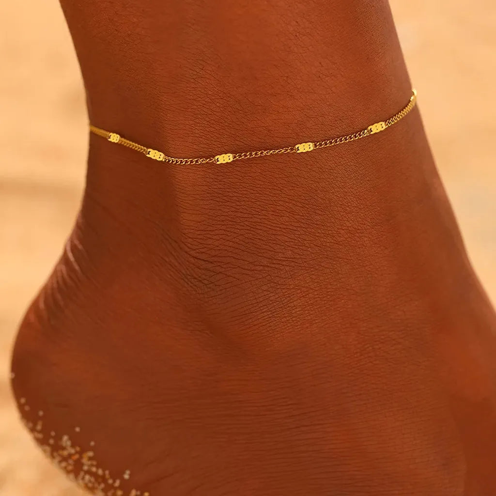 Delicate Minimalistic Sequin Chain Anklet