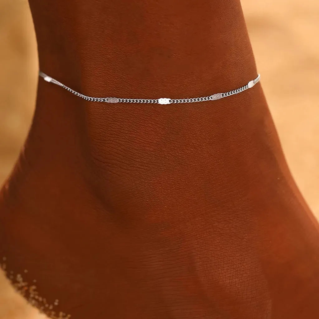 Delicate Minimalistic Sequin Chain Anklet