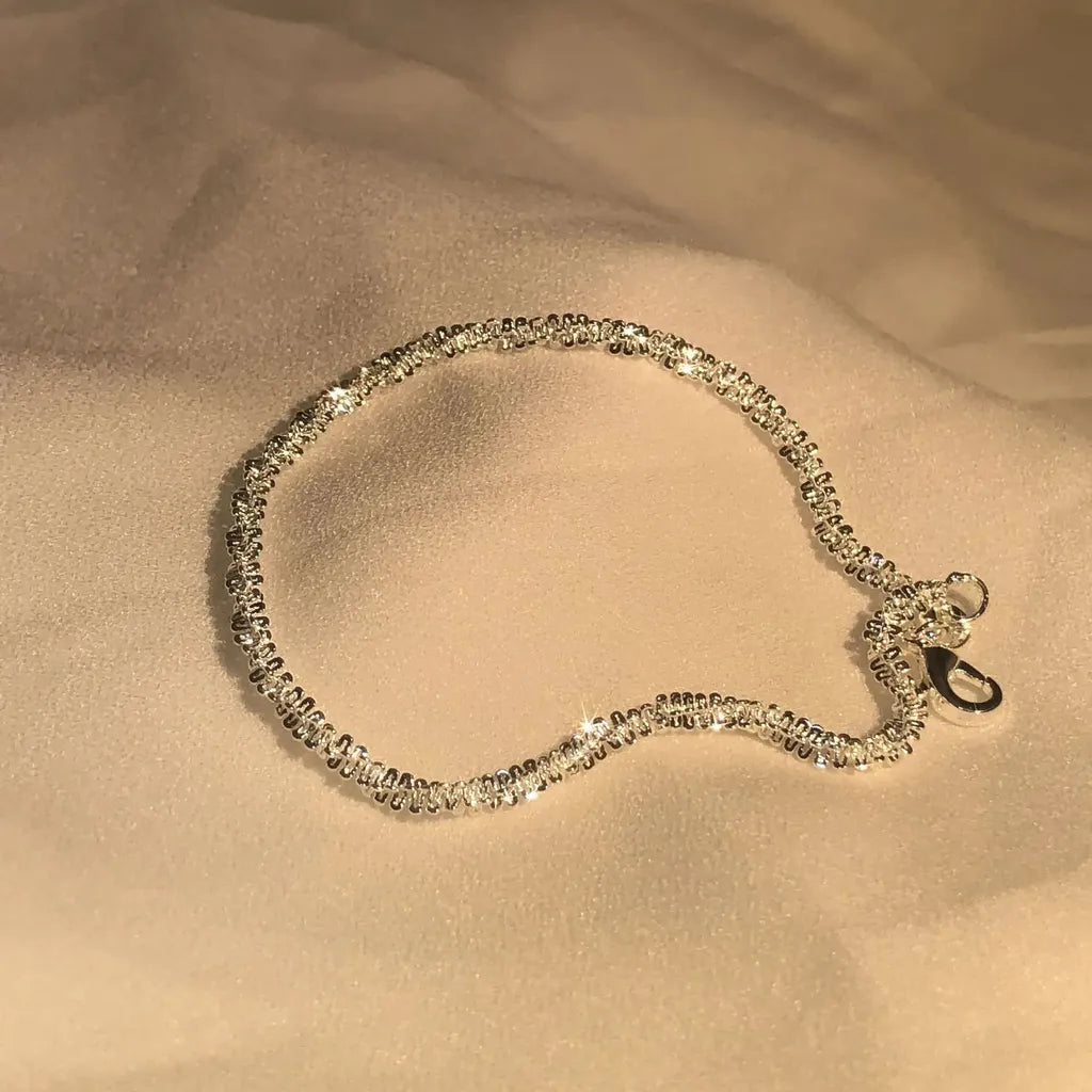 Delicate Shiny 925 Sterling Silver Chain Bracelet-My Store-ReesJewels