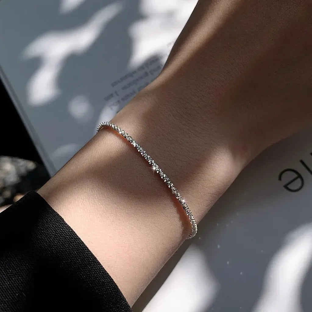 Delicate Shiny 925 Sterling Silver Chain Bracelet