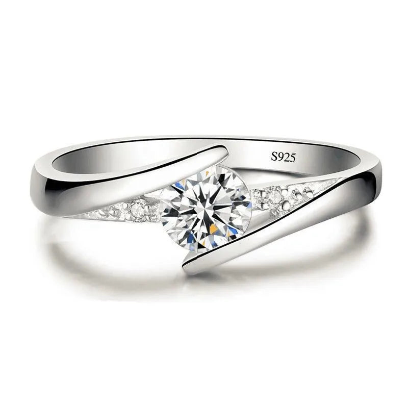 Delicate Small Zirconia Stone Solitaire Ring