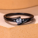 Delicate Small Zirconia Stone Solitaire Ring-Rees Jewels-Black Gold-4-ReesJewels