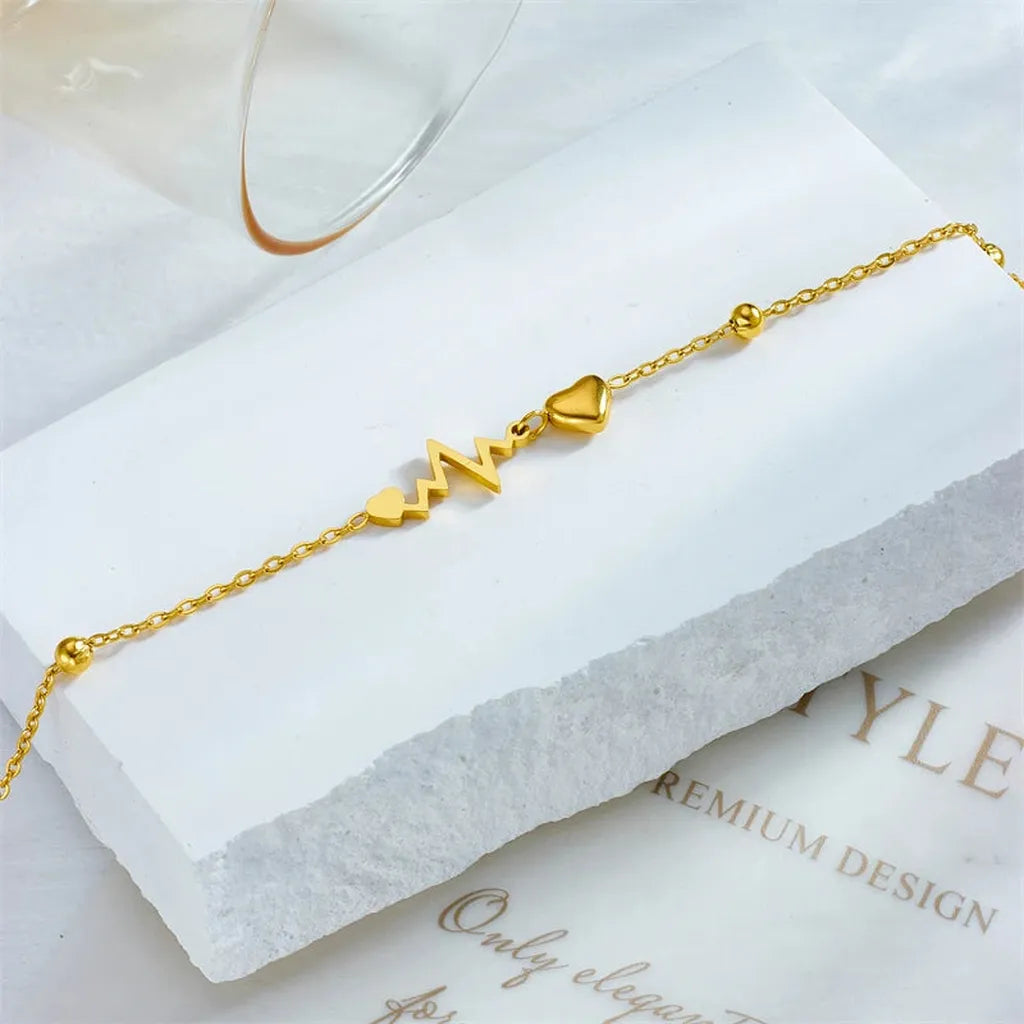 Delicate Trendy Heart Electrocardiogram Anklet-ReesJewels-ReesJewels