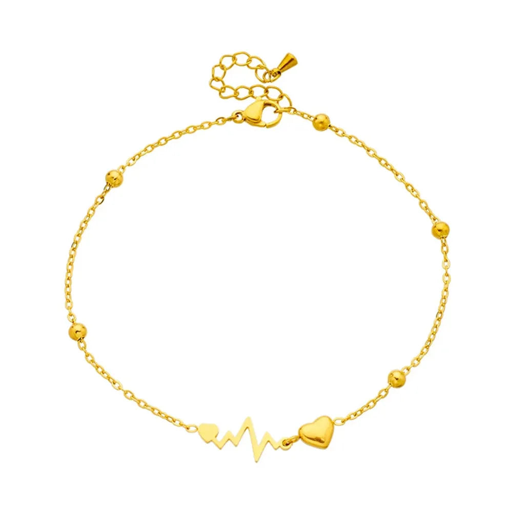 Delicate Trendy Heart Electrocardiogram Anklet-ReesJewels-ReesJewels