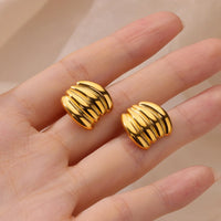 Elegant C Shape Golden Hoop Stud Earrings-Rees Jewels-ReesJewels