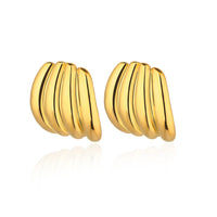 Elegant C Shape Golden Hoop Stud Earrings-Rees Jewels-ReesJewels
