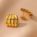 Elegant C Shape Golden Hoop Stud Earrings-Rees Jewels-ReesJewels