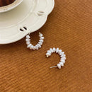 Elegant C-Shaped Imitation Pearl Earrings-ReesJewels-ReesJewels