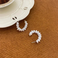 Elegant C-Shaped Imitation Pearl Earrings-ReesJewels-ReesJewels