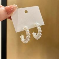 Elegant C-Shaped Imitation Pearl Earrings-ReesJewels-ReesJewels