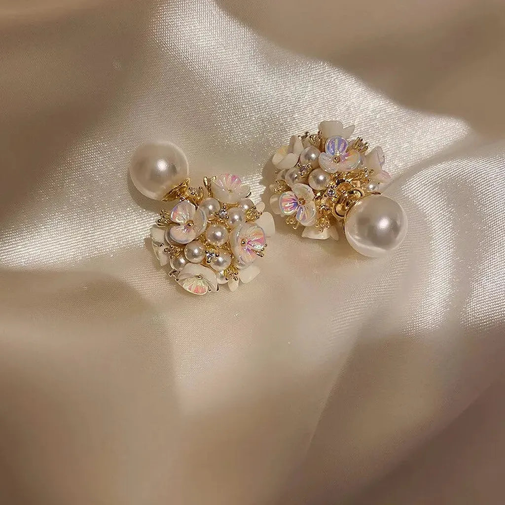 Elegant Double-Sided Imitation Pearl Shell Earrings