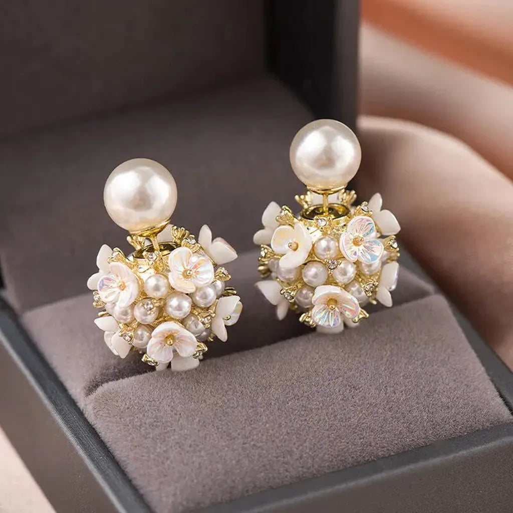 Elegant Double-Sided Imitation Pearl Shell Earrings
