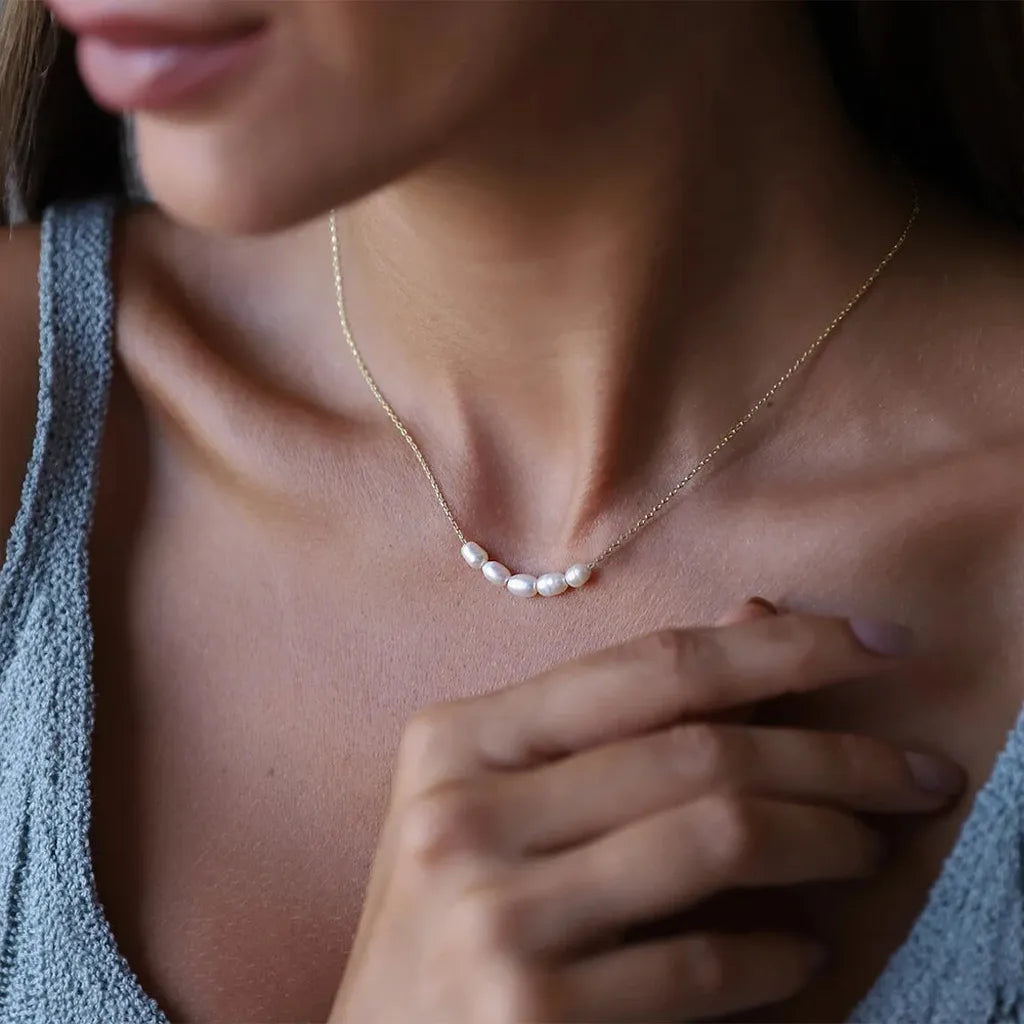 Elegant Five Imitation Pearl Choker Necklace-ReesJewels-ReesJewels