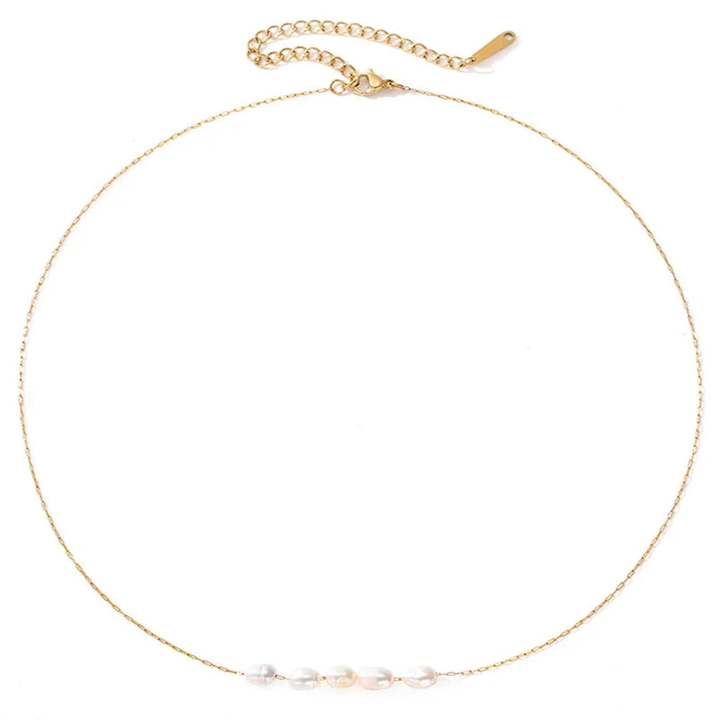 Elegant Five Imitation Pearl Choker Necklace