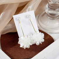 Elegant Floral Petal Drop White Earrings-Rees Jewels-ReesJewels