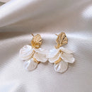 Elegant Floral Petal Drop White Earrings-Rees Jewels-ReesJewels