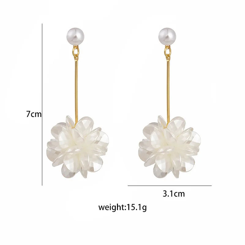 Elegant Floral Petal Drop White Earrings-Rees Jewels-ReesJewels