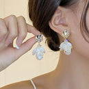 Elegant Floral Petal Drop White Earrings-Rees Jewels-ReesJewels