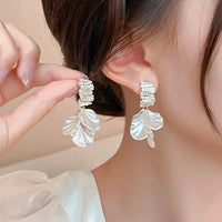 Elegant Floral Petal Drop White Earrings-Rees Jewels-ReesJewels
