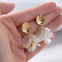 Elegant Floral Petal Drop White Earrings-Rees Jewels-ReesJewels