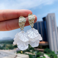 Elegant Floral Petal Drop White Earrings-Rees Jewels-ReesJewels