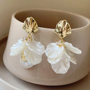 Elegant Floral Petal Drop White Earrings-Rees Jewels-ReesJewels
