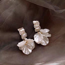 Elegant Floral Petal Drop White Earrings-Rees Jewels-ReesJewels