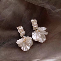 Elegant Floral Petal Drop White Earrings-Rees Jewels-ReesJewels
