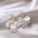 Elegant Floral Petal Drop White Earrings-Rees Jewels-A-ReesJewels