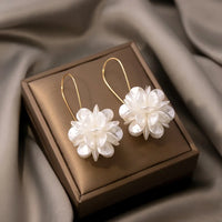 Elegant Floral Petal Drop White Earrings-Rees Jewels-C-ReesJewels