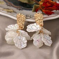 Elegant Floral Petal Drop White Earrings-Rees Jewels-D-ReesJewels