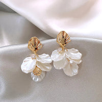 Elegant Floral Petal Drop White Earrings-Rees Jewels-E-ReesJewels