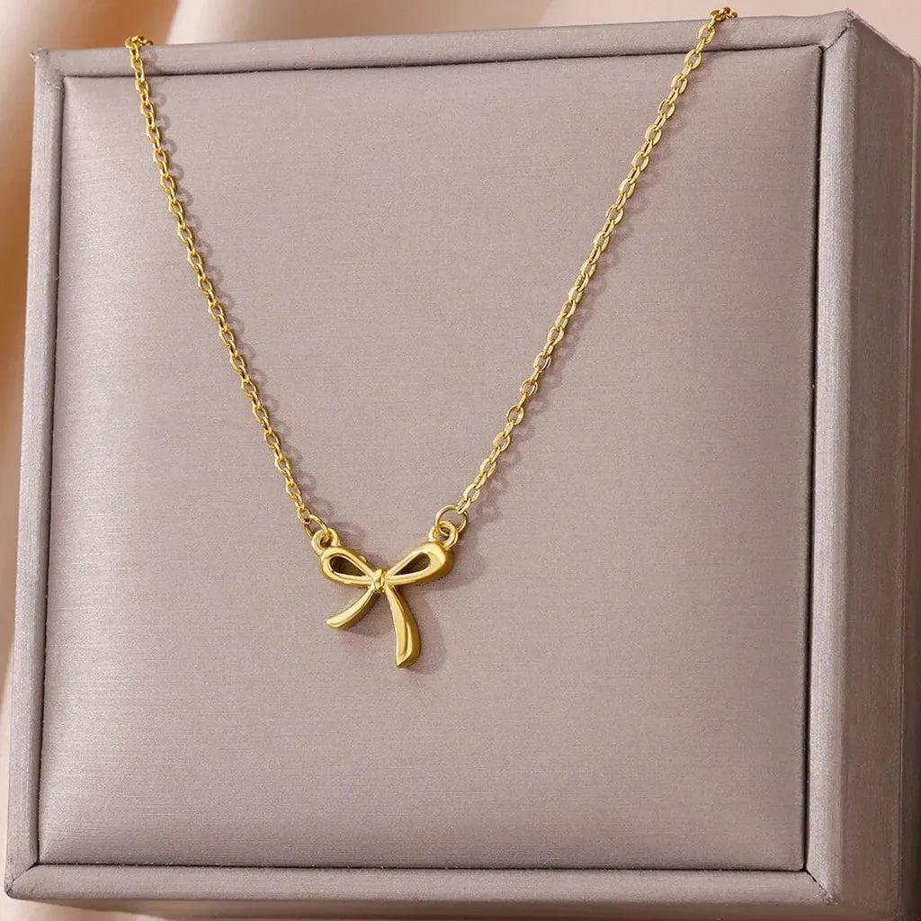 Elegant Golden Bowknot Lucky Necklace