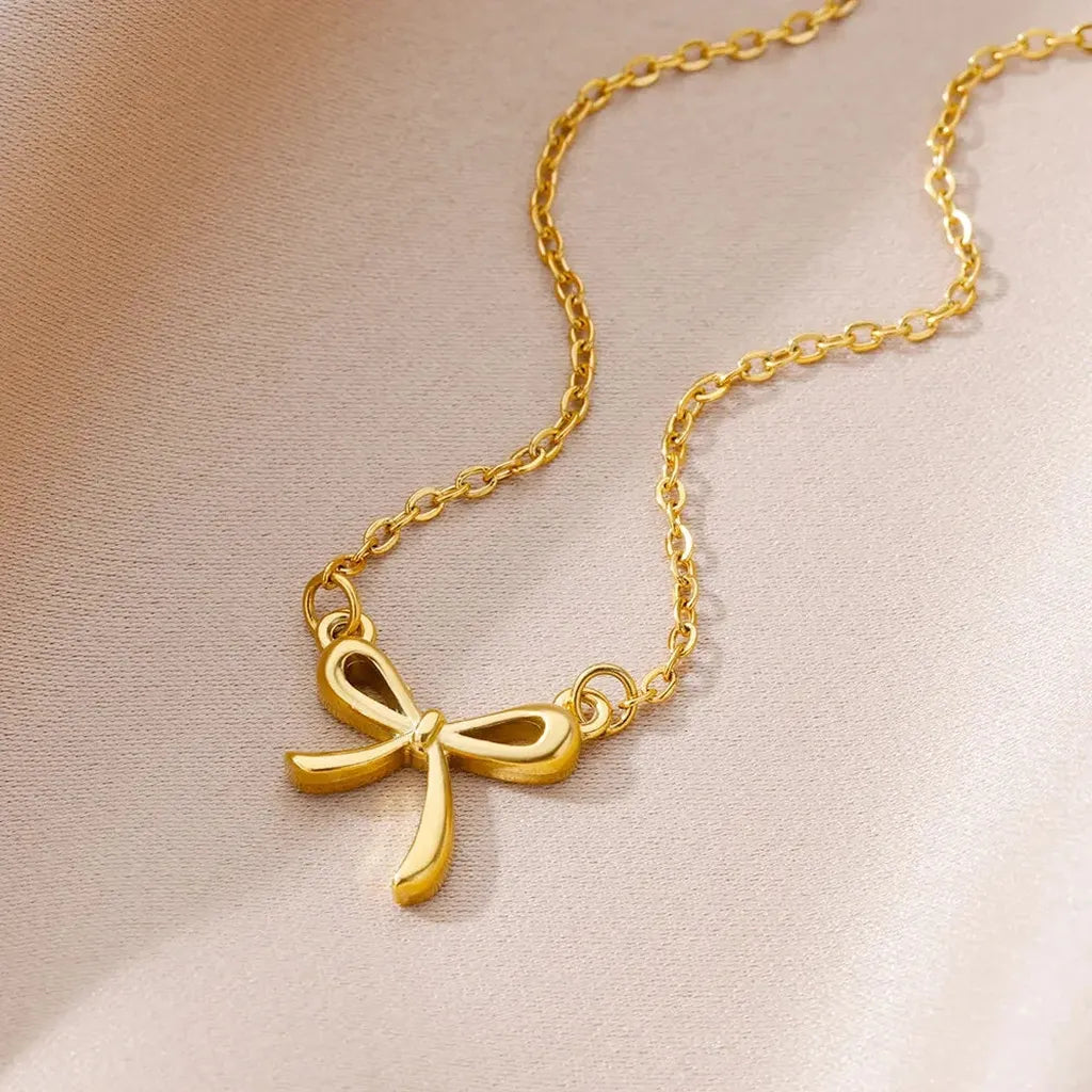 Elegant Golden Bowknot Lucky Necklace
