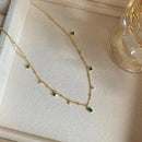 Elegant Green Zirconia Drop Charm Necklace-My Store-ReesJewels