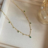 Elegant Green Zirconia Drop Charm Necklace-My Store-ReesJewels