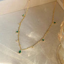 Elegant Green Zirconia Drop Charm Necklace-My Store-ReesJewels