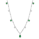 Elegant Green Zirconia Drop Charm Necklace-My Store-Platinum-45 cm-ReesJewels