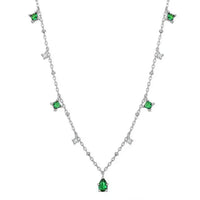 Elegant Green Zirconia Drop Charm Necklace-My Store-Platinum-45 cm-ReesJewels