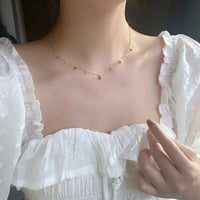 Elegant Green Zirconia Drop Charm Necklace-My Store-ReesJewels