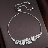 Elegant Leaf Marquise Zirconia Adjustable Bracelet-ReesJewels-ReesJewels