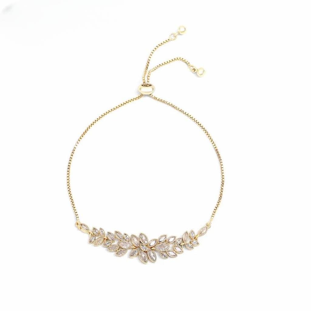 Elegant Leaf Marquise Zirconia Adjustable Bracelet-ReesJewels-ReesJewels
