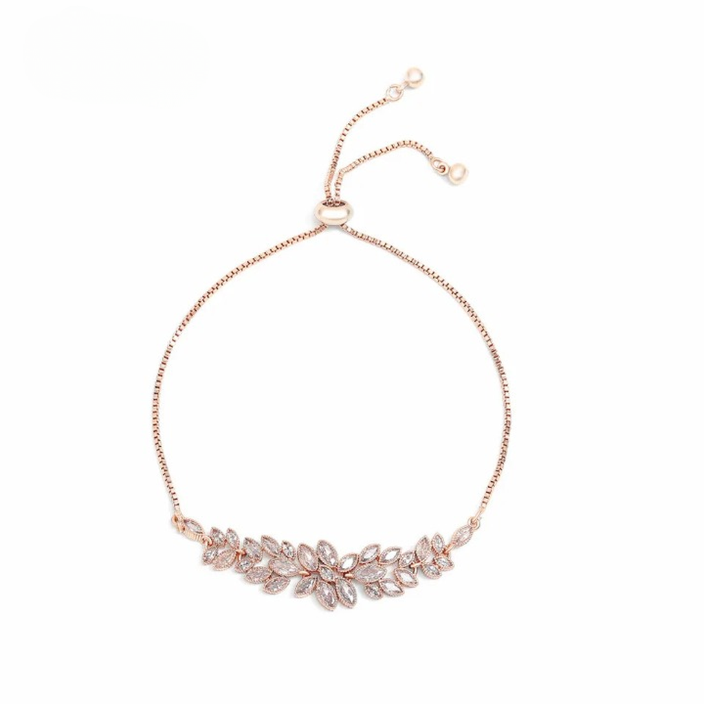 Elegant Leaf Marquise Zirconia Adjustable Bracelet-ReesJewels-ReesJewels