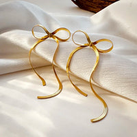 Elegant Long Tassel Bowknot Drop Earrings-ReesJewels-ReesJewels
