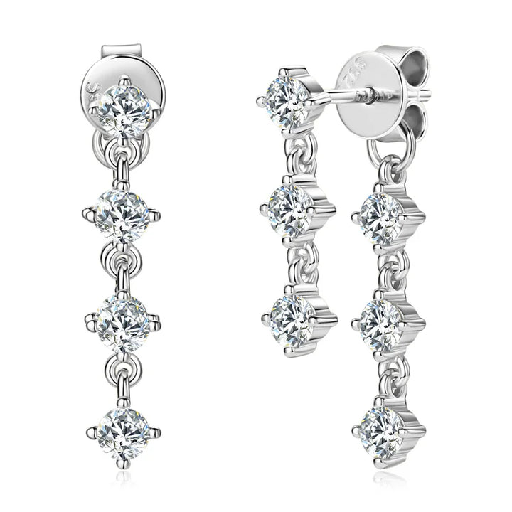 Elegant Moissanite Diamond Charm Drop Earrings