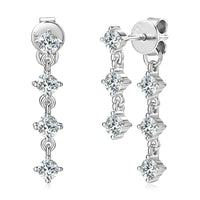 Elegant Moissanite Diamond Charm Drop Earrings-Rees Jewels-White Gold-ReesJewels