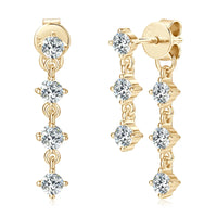 Elegant Moissanite Diamond Charm Drop Earrings-Rees Jewels-Yellow Gold-ReesJewels