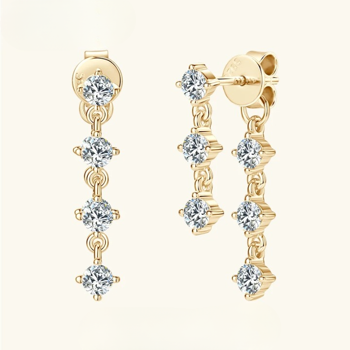 Elegant Moissanite Diamond Charm Drop Earrings